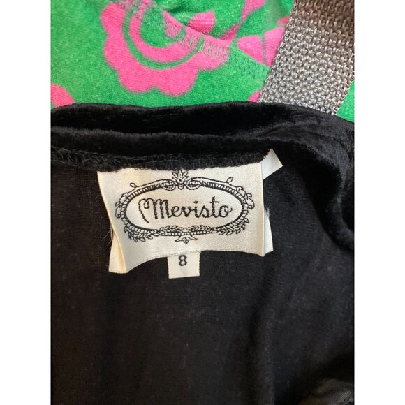 Mevisto black v neck half velvet cocktail dress sz 8 - Picture 3 of 6